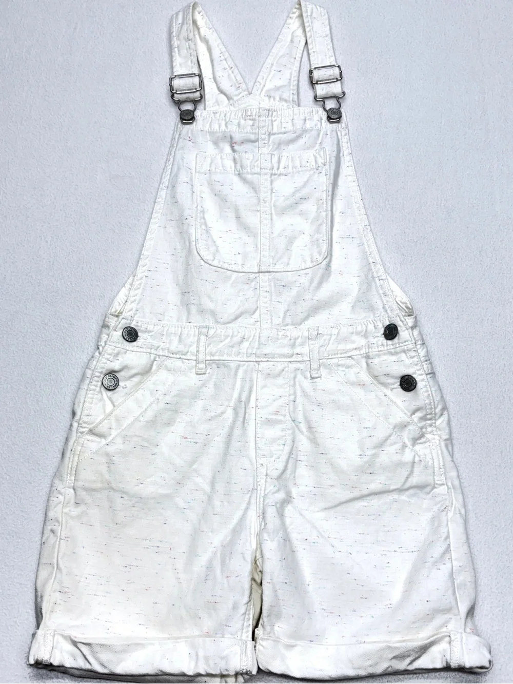 GAP Girls Confetti Print White Denim Shortalls Overalls Size Large 10 11
